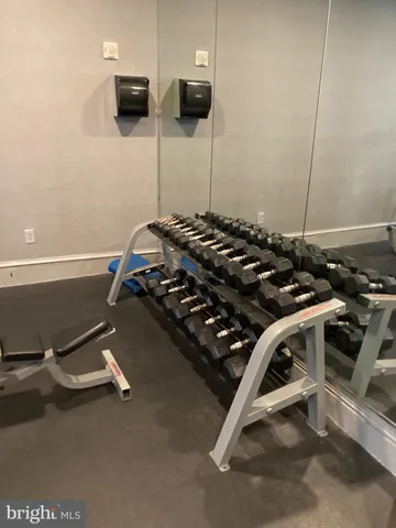 a room with gym equipment