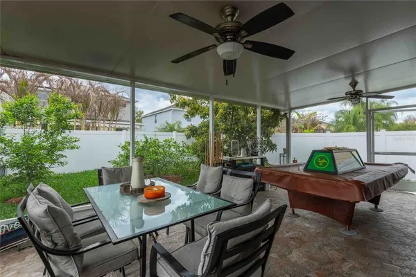 a outdoor space with furniture