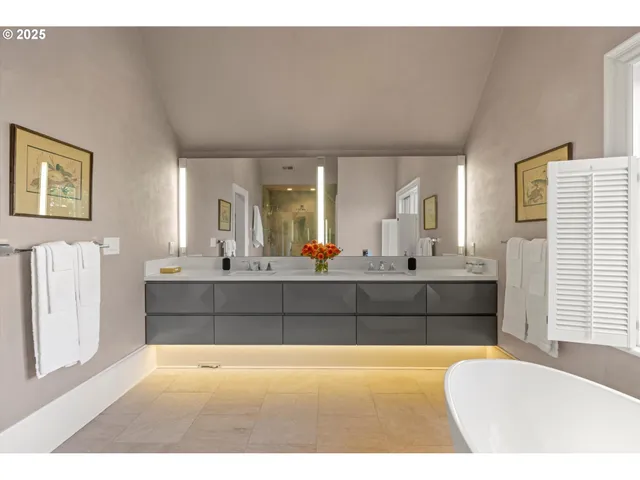 a view of a bathtub in a bathroom