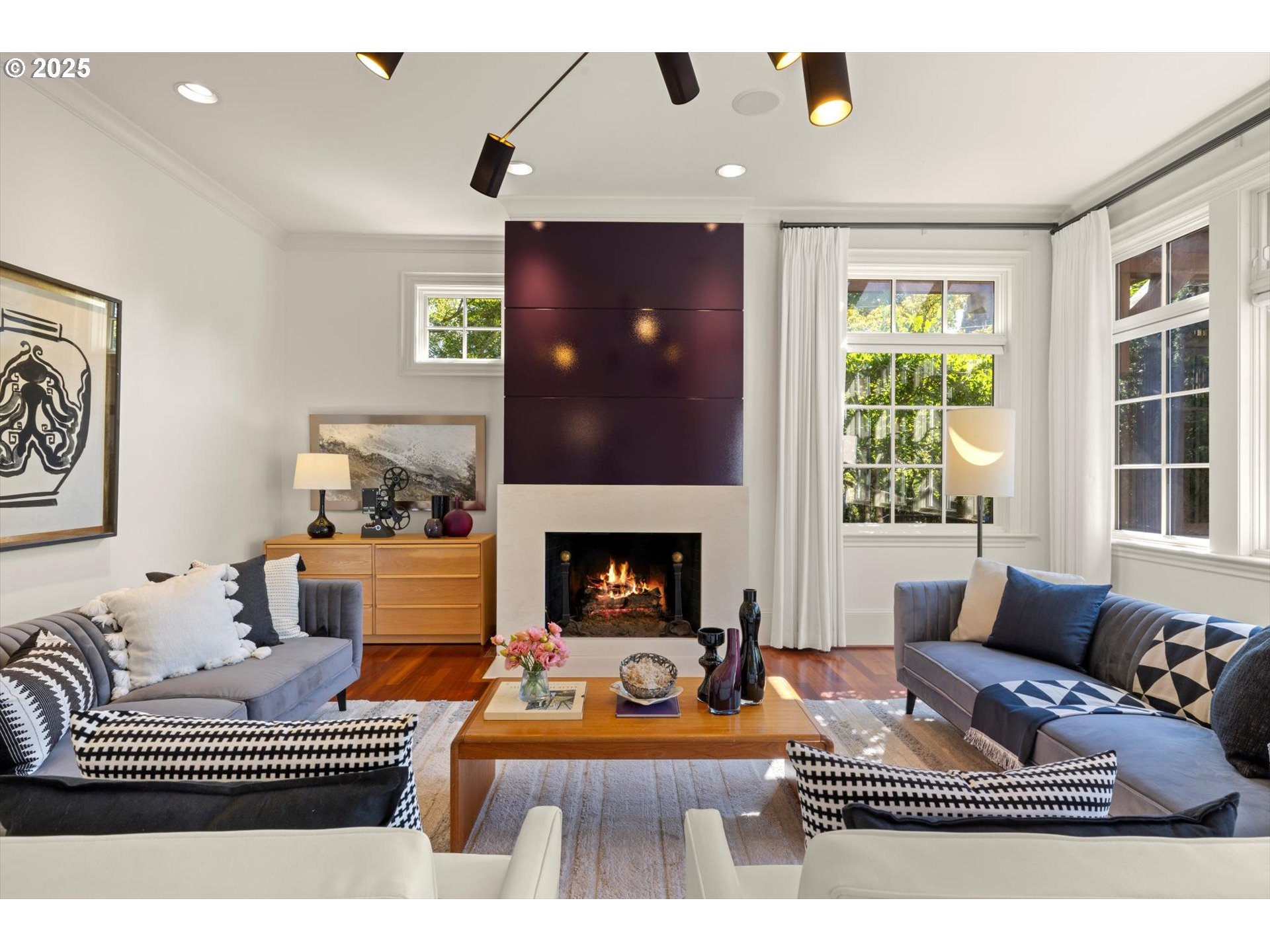 1948 Southwest Terrace Drive Portland, OR 97201 - Photo 3 of 48 a living room with furniture a fireplace and a large window