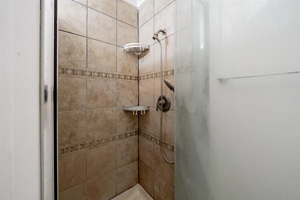 a bathroom with a shower