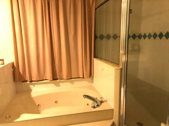 a bathroom with a tub