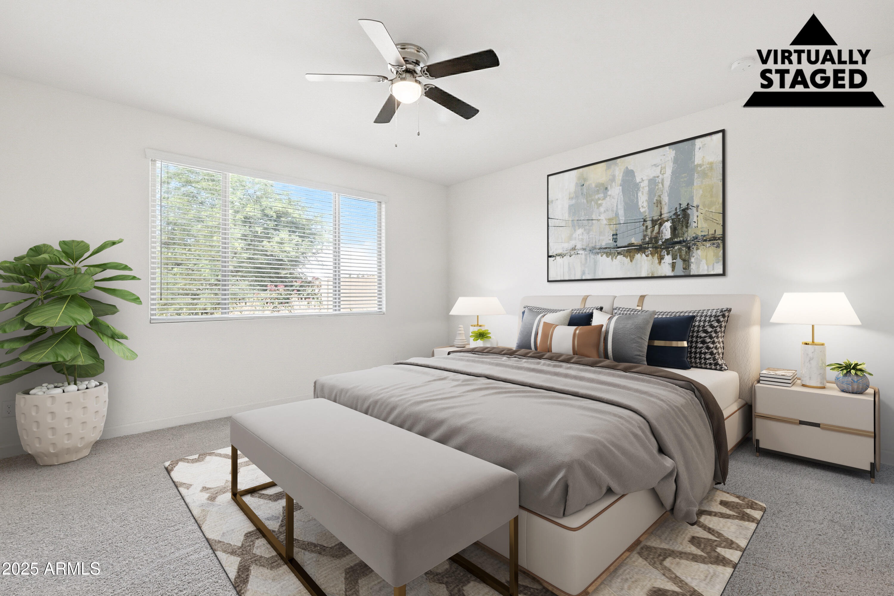 2816 West Pollack Street Phoenix, AZ 85041 - Photo 21 of 63 a bedroom with a bed and a potted plant