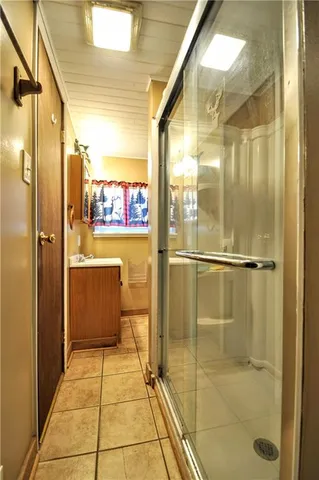 a bathroom with a shower