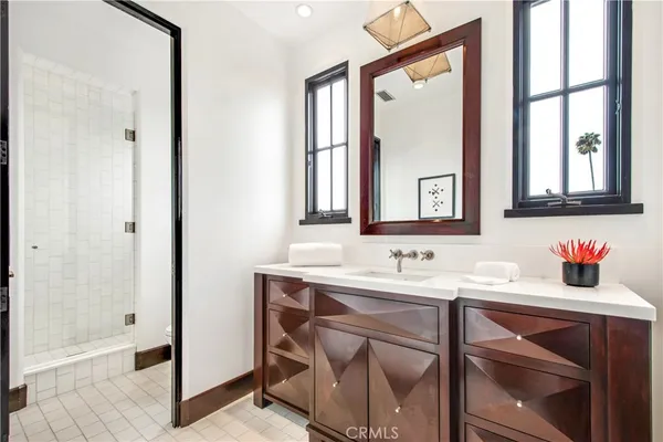 a view of an empty room with glass door