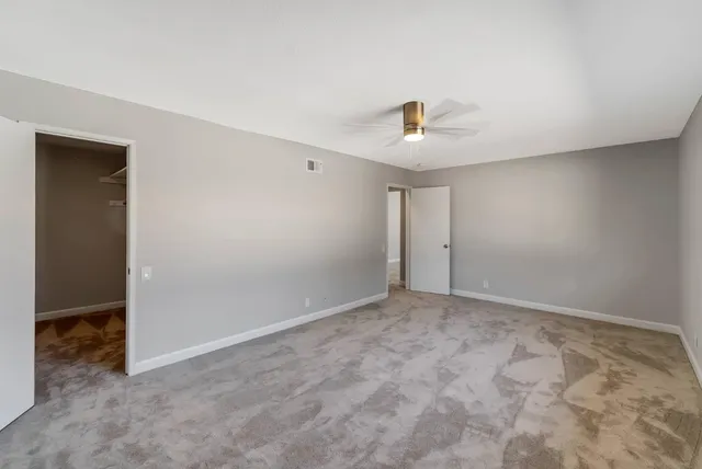 a view of a room with racks on the wall