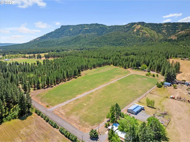 an aerial view of a house