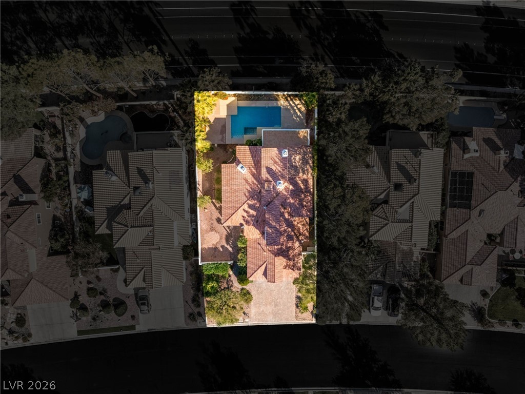 2104 Inverness Drive Henderson, NV 89074 - Photo 50 of 51 Aerial view of residential area featuring property boundaries highlighted