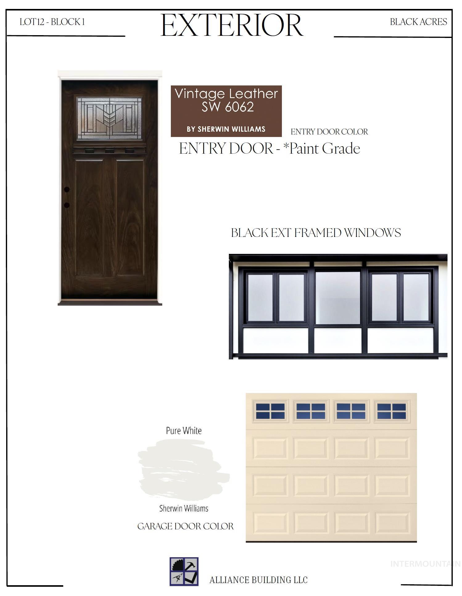 12124 October Glory Street Middleton, ID 83644 - Photo 12 of 22 Exterior Finishes Document. Illustrating specified colors and materials for the property's exterior elements