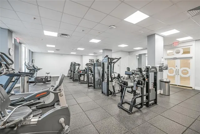 a view of a balcony with many windows