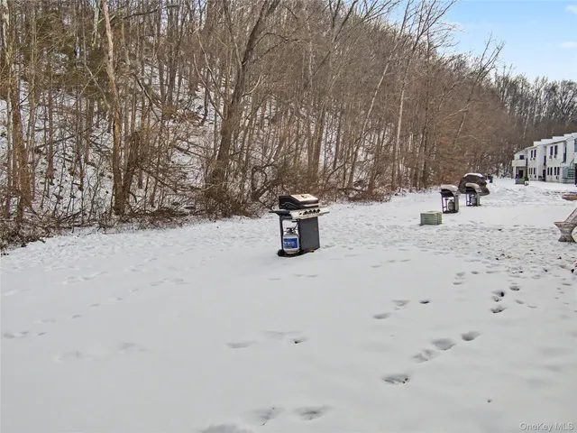 a view of a snow on the road