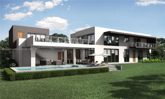 a front view of building with yard