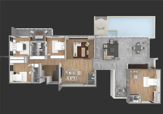 a floor view of a kitchen with stainless steel appliances