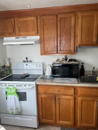 a kitchen with appliances a sink and cabinets