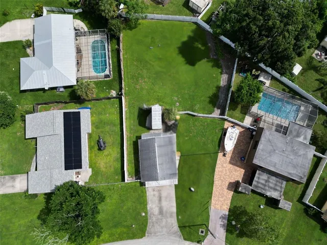 an aerial view of a house