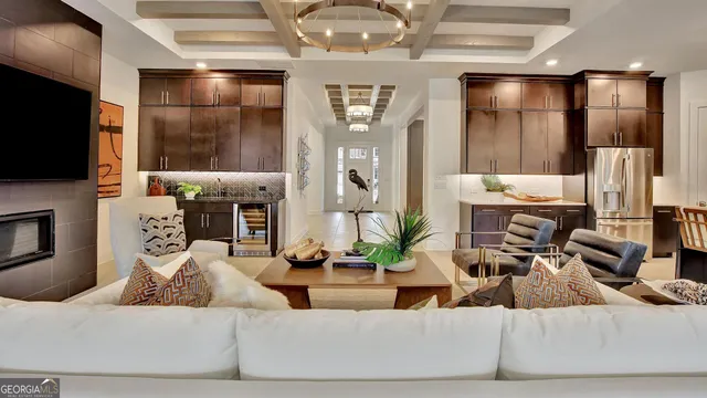 a dining room with window and wooden floor