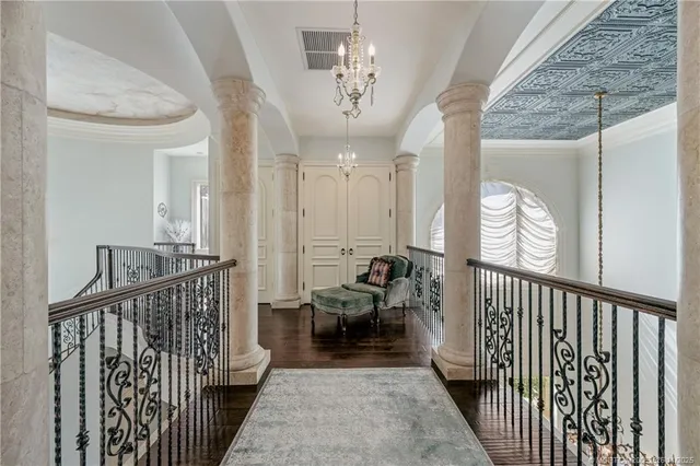 wooden floor in a gallery with a mirror