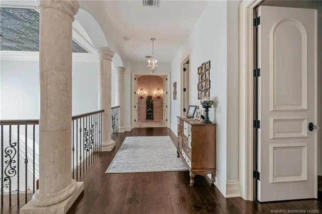 a view of a hallway with elevator