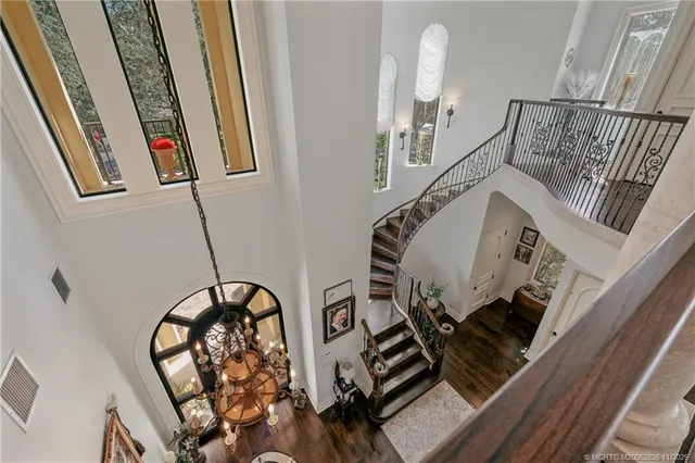a view of a hallway with a couch