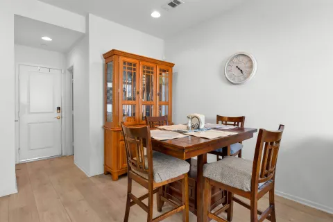 a table and chairs in a room