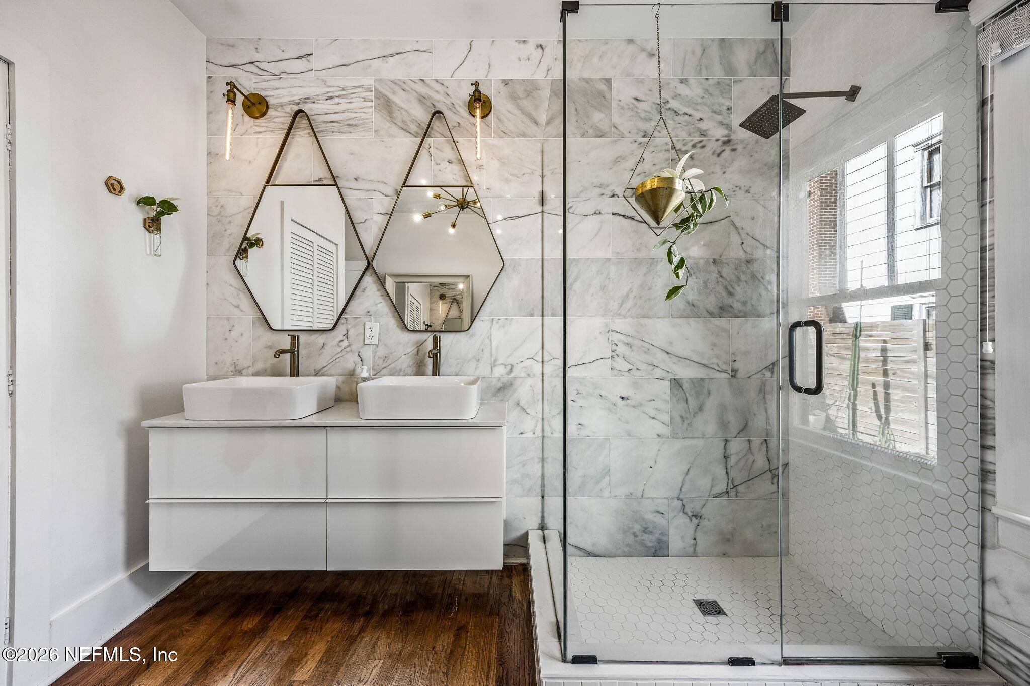 4713 French Street Jacksonville, FL 32205 - Photo 29 of 74 a bathroom with a sink shower and a mirror