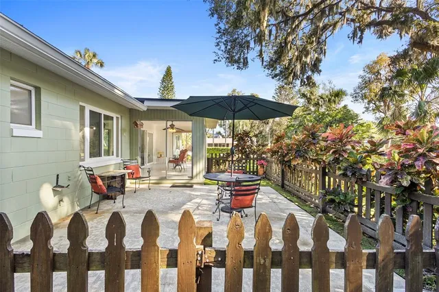 a view of a tree in the middle of a yard