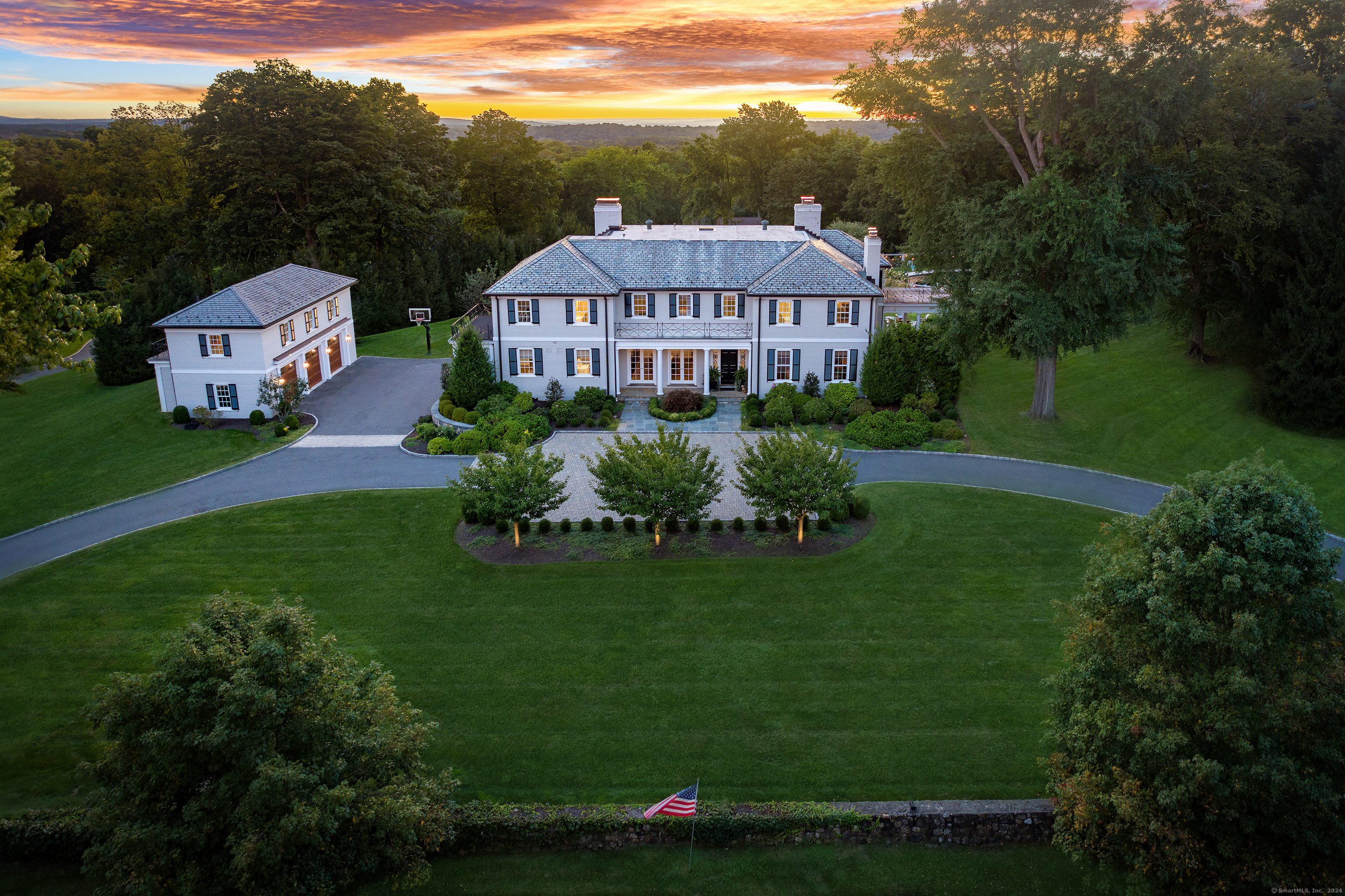 a aerial view of a house with garden