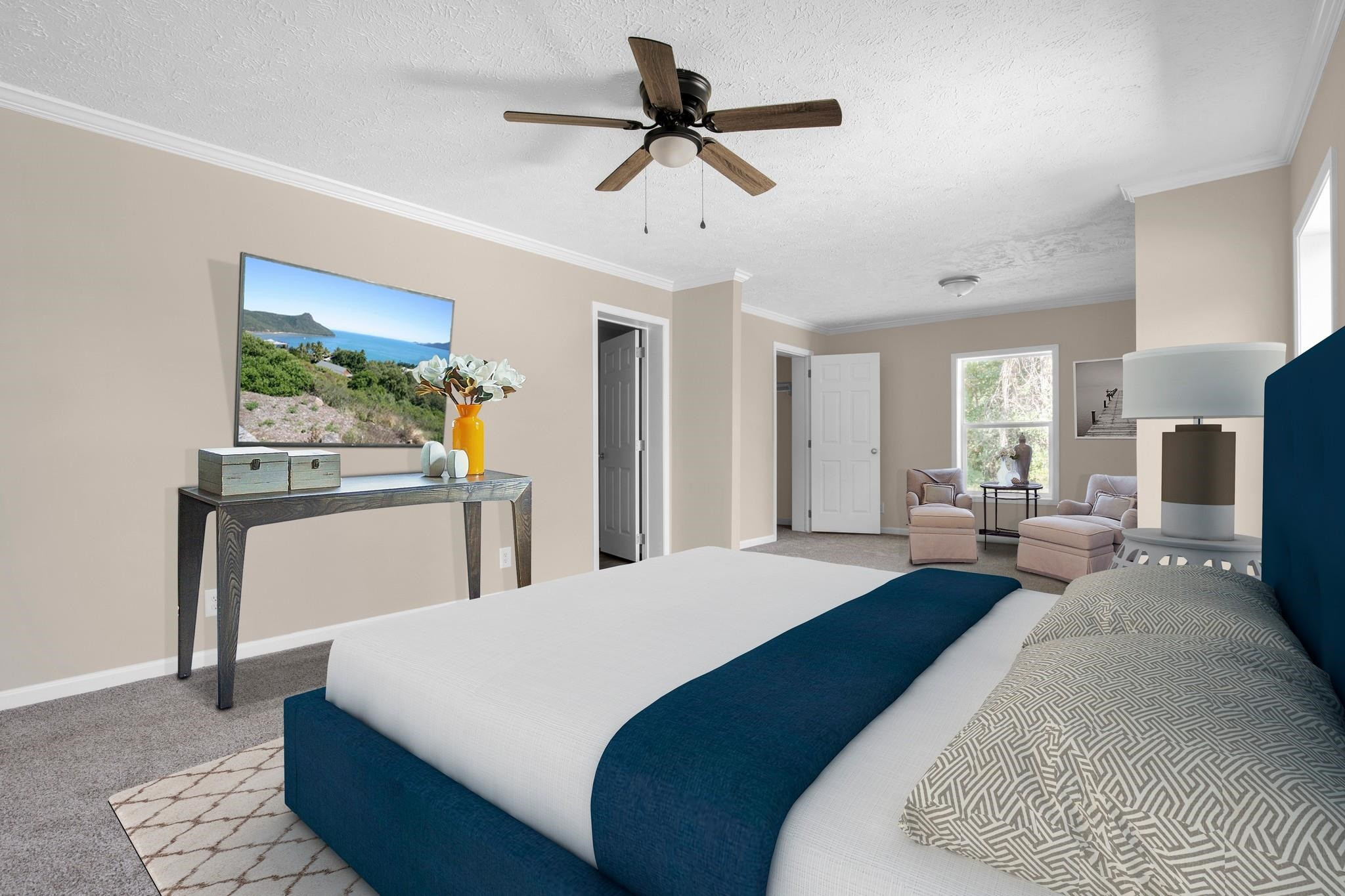 2380 Byrds Mill Road Erwin, NC 28339 - Photo 21 of 36 a bed room with a bed and a chandelier