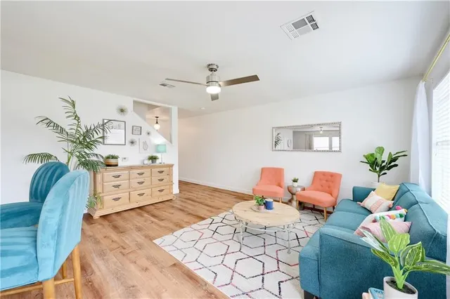 a living room with furniture