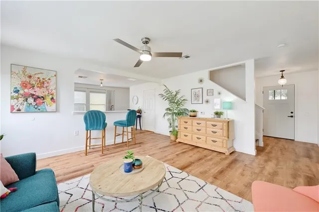 a living room with furniture