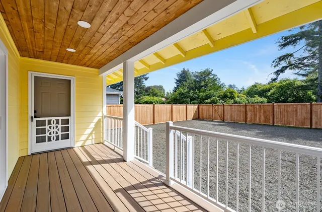 a view of wooden deck