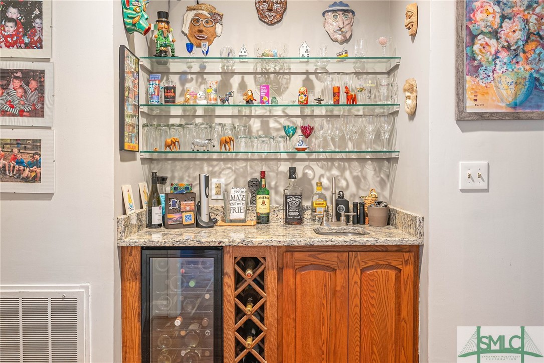 29 Delegal Road Savannah, GA 31411 - Photo 19 of 46 Wet bar with wine fridge in hallway