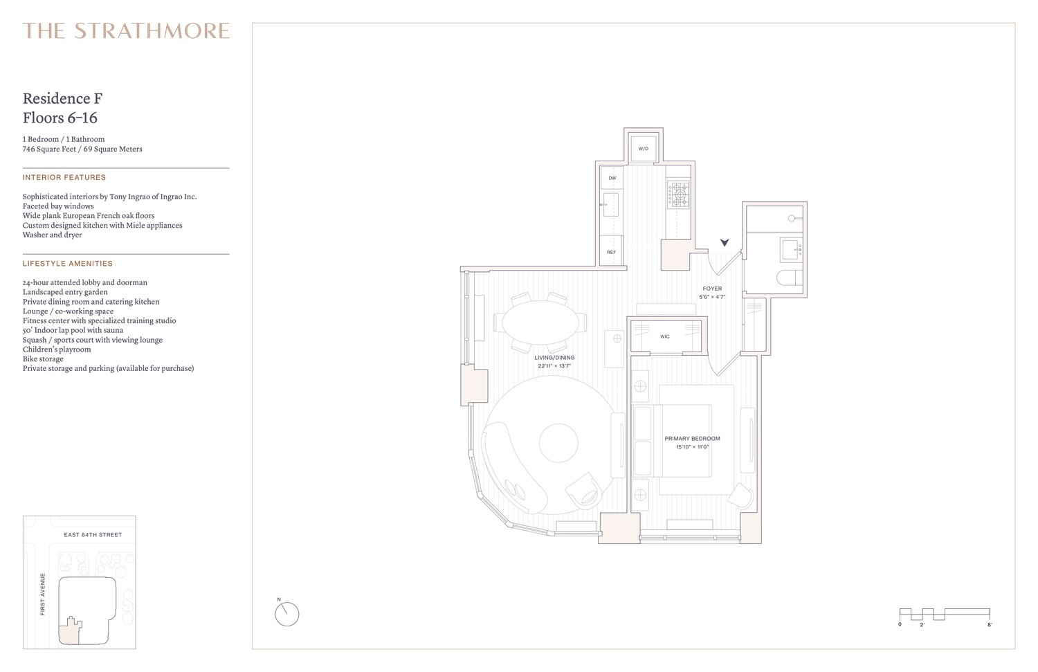 400 East 84th Street, Unit 8F Manhattan, NY 10028 - Photo 6 of 6 a picture of a floor plan