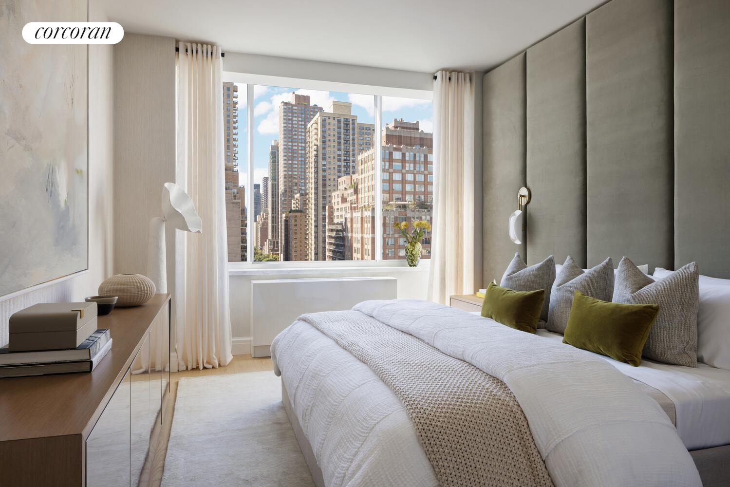 400 East 84th Street, Unit 8F Manhattan, NY 10028 - Photo 4 of 6 a bedroom with a bed and a couch next to a window