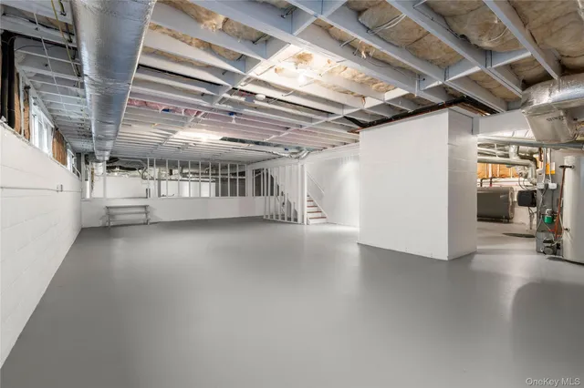 a view of a room with wooden walls