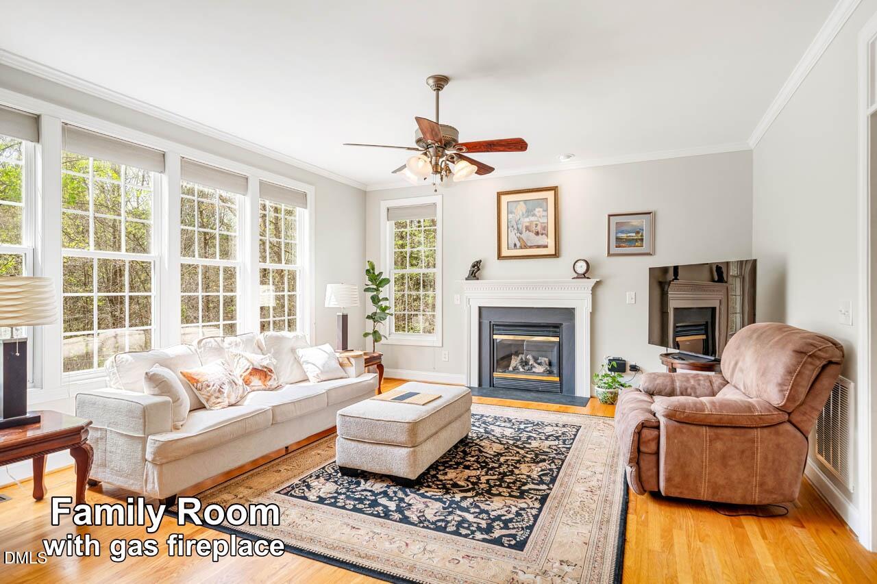 265 Old Chestnut Crossing Moncure, NC 27559 - Photo 9 of 45 a living room with furniture a rug and a fireplace