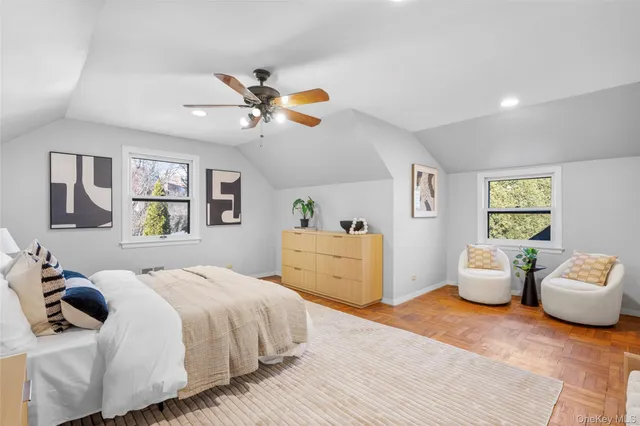 a bedroom with a bed and furniture