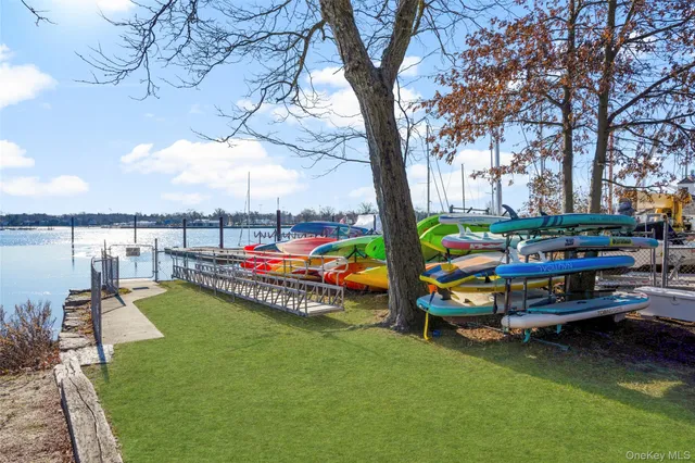 a garden view with a sitting space