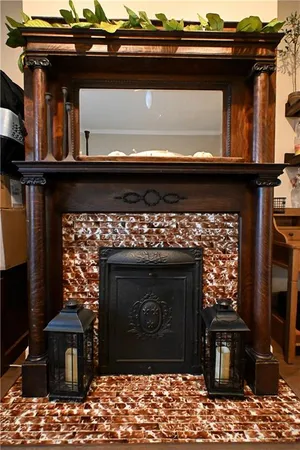 a close view of fireplace