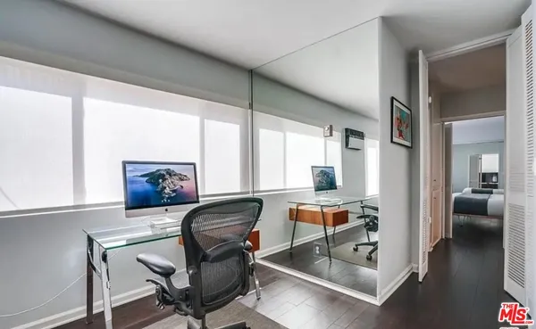 a room with furniture or window and a table
