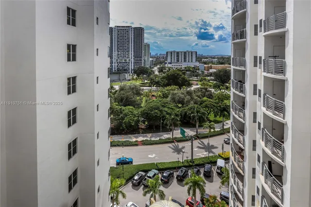 a view of a balcony from door