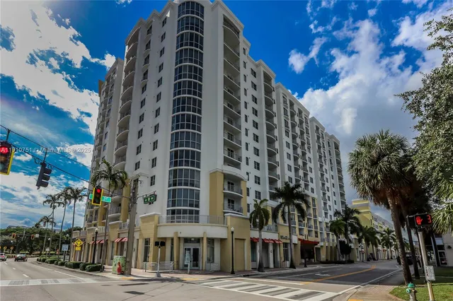 a view of a building along a street
