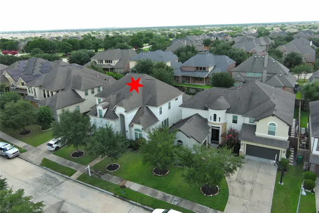 an aerial view of a house