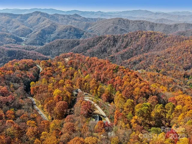 a view of a dry yard with mountains in the background