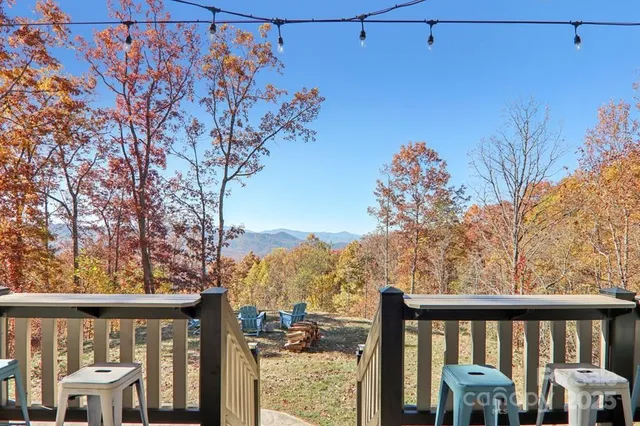 a view of a balcony with an outdoor space