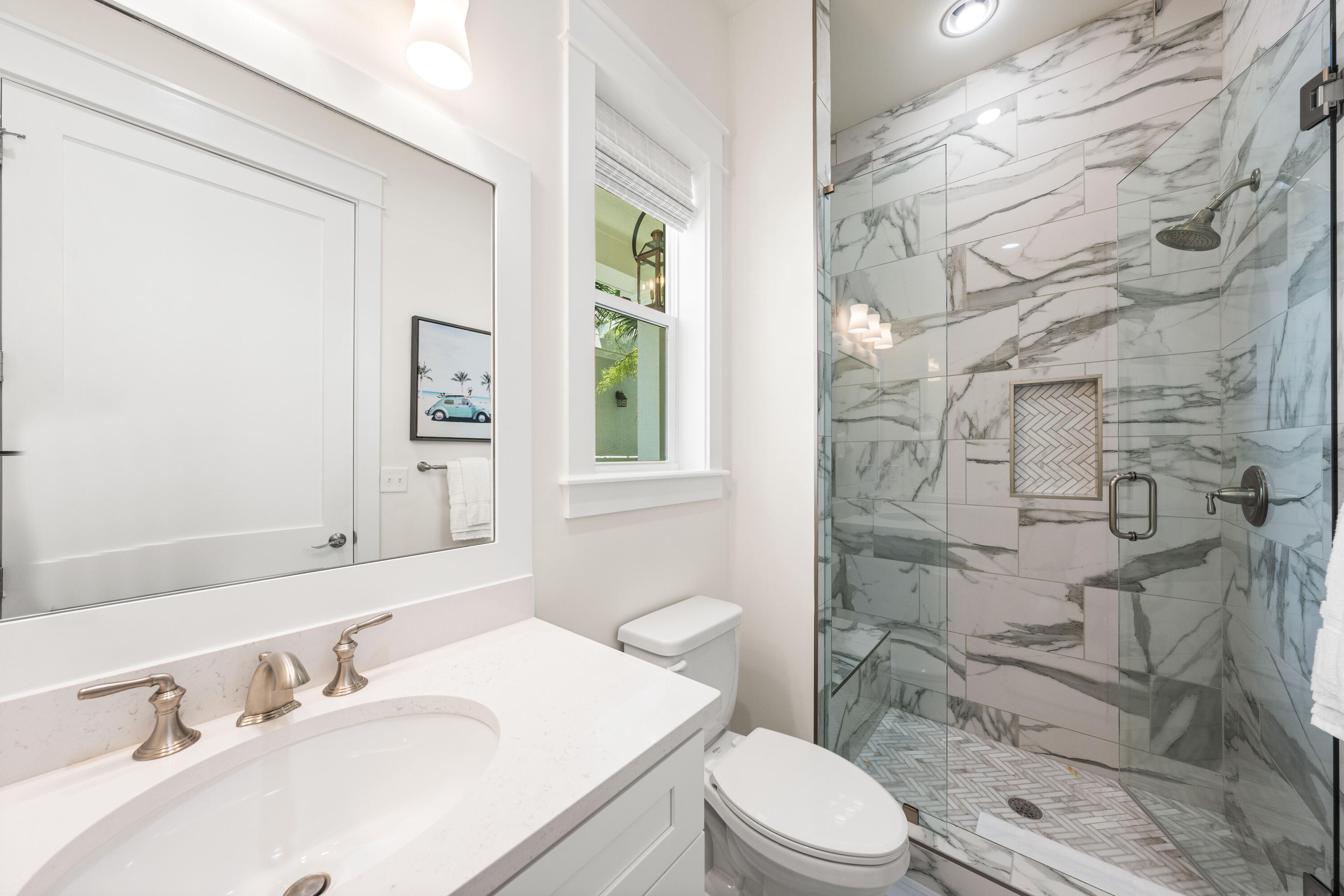 24 Barefoot Ln Inlet Beach Inlet Beach, FL 32461 - Photo 52 of 56 a bathroom with a sink a toilet and shower