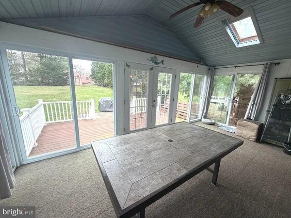 a living room with a large window