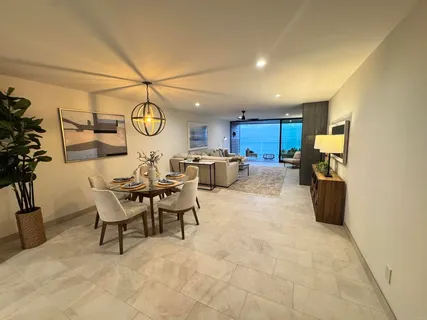 a living room with furniture