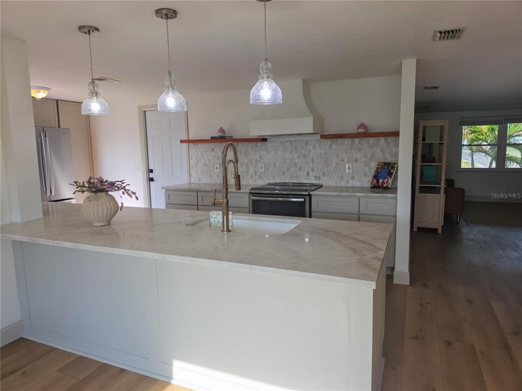 505 Red Mangrove Lane Apollo Beach, FL 33572 - Photo 9 of 24 a large kitchen with kitchen island a large counter space a sink and appliances