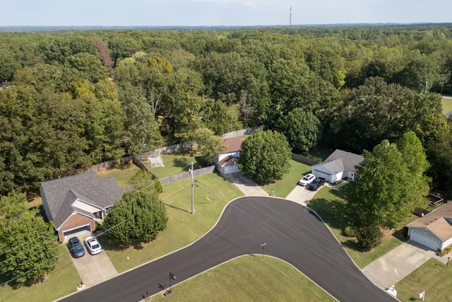 an aerial view of a house